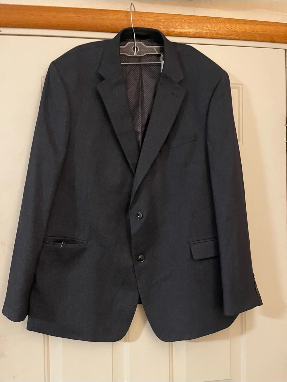 Van Heusen Cool Flex Mens 48R Blue Solid Slim Fit Suit Jacket 2 Button Vent